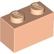 Lego kostka (kostička) 1x2, tělová světlá (4496976, 4623890, 6369189)